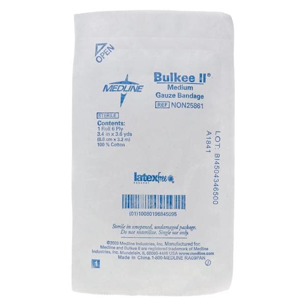 Bulkee II Gauze Bandage Cotton 3.4"x3yd 6 Ply Sterile 96/Ca
