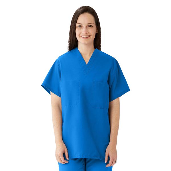 ComfortEase Scrub Shirt 1 Pocket Set-In Short Sleeves 3X Large Ryl Bl Unisex Ea