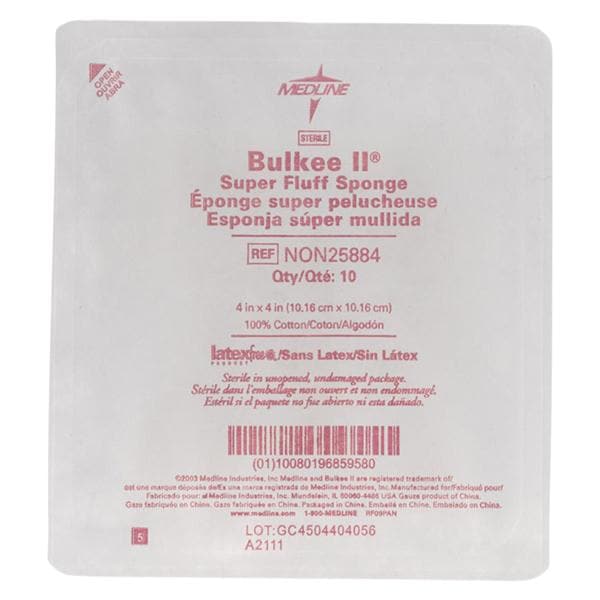 Bulkee II Super Fluff Gauze Sponge 4x4" 12 Ply Sterile Cotton LF
