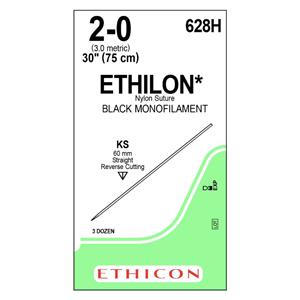 Ethilon Suture 2-0 30" Nylon Monofilament KS Black 36/Bx