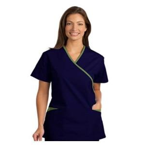 Fashion Poplin Scrub Shirt Womens Small Cobalt Blue / Green Apple Ea