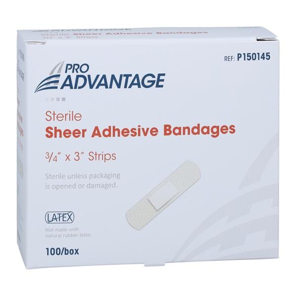 Pro-Advantage Adhesive Bandage Sheer 3/4x3" Tan Sterile 100/Bx, 12 BX/CA