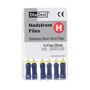 Hand Hedstrom File 25 mm Size 30 Stainless Steel 0.02 6/Pk