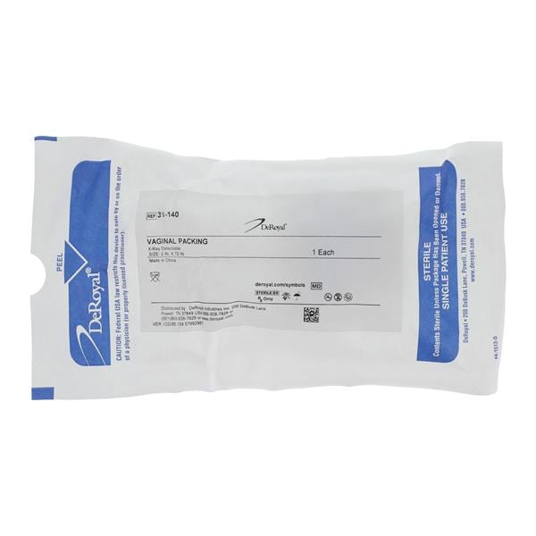 Cotton Vaginal Packing 2x72" Sterile X-Ray Detectable Prwsh LF, 50 PK/CA
