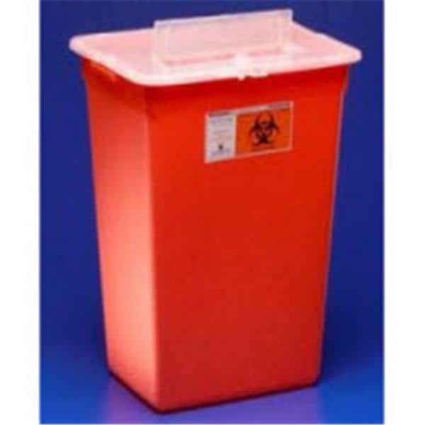 Monoject Sharps Container 10gal Red/Clear 12x15.5x21.5" Hng Splt Ld Plstc 1/Ea, 6 EA/CA