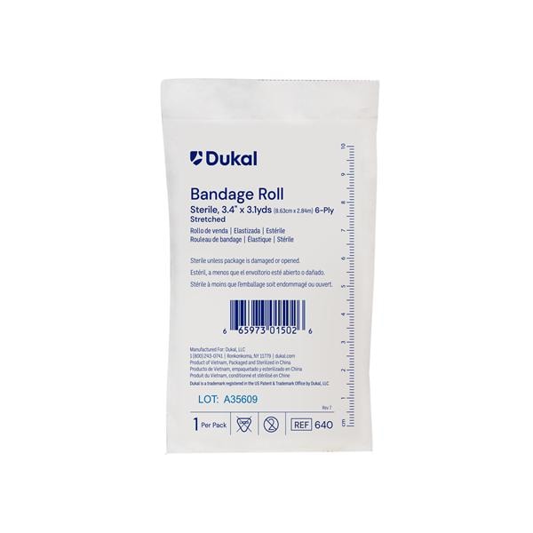 Gauze Bandage Cotton Fluff 3.4"x3.1yd 6 Ply Sterile Ea, 96 EA/CA