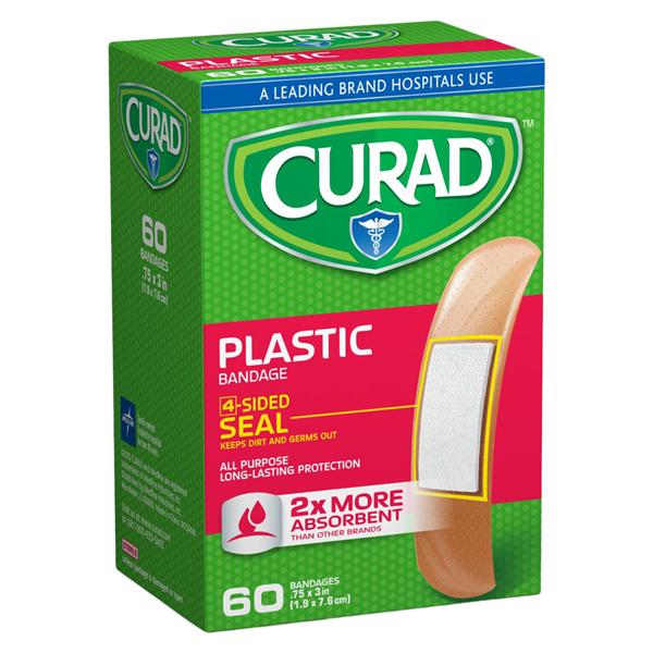 Curad Adhesive Bandage Plastic 3/4x3" Tan Sterile 60x48/Ca