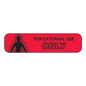 Label External Use Only Red English 1-5/8x3/8" 1000/Pk