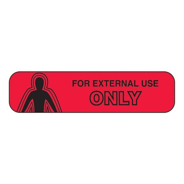 Label External Use Only Red English 1-5/8x3/8" 1000/Pk