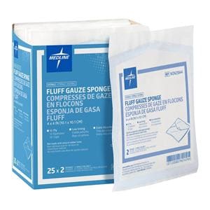 Bulkee II Super Fluff Gauze Sponge 4x4" 12 Ply Sterile Cotton LF