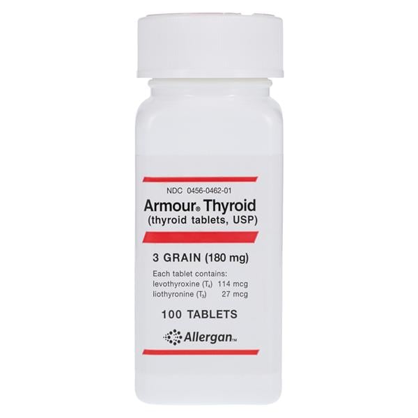 Armour Thyroid Tablets 3 Grain 180mg Bottle 100/Bottle Each