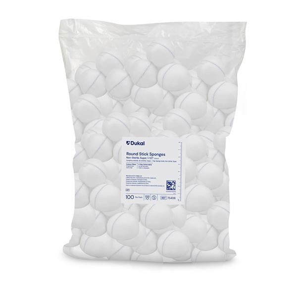 Super Cotton Stick Sponge 1-1/2" Non-Sterile Round X-Ray Detectable LF