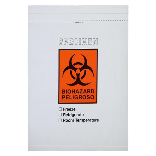 Specimen Transport Bag Clear/Black/Red Zip Closure W/ Scr Ln/Dcmnt Pch 500/Ca