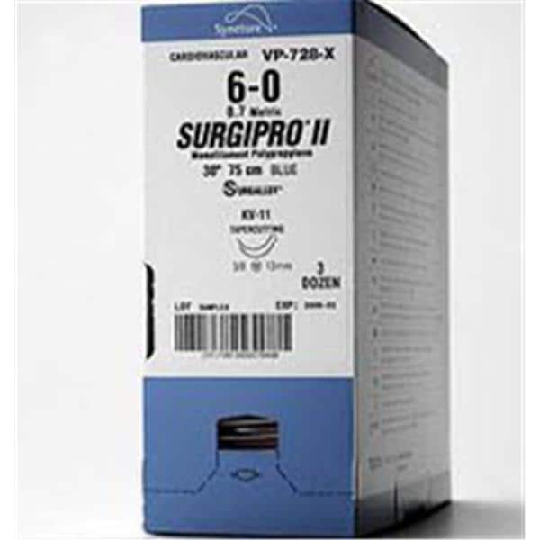 Surgipro II Suture 4-0 36" Polypropylene Monofilament KV-5/KV-5 Blue 36/Ca