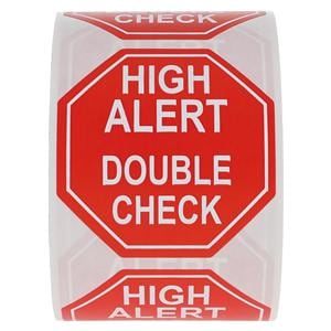 Label High Alert Double Check Red 2x2 500/Pk