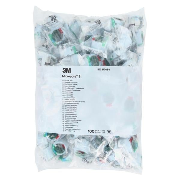 Micropore S Surgical Tape Silicone 1"x1.5yd Blue Non-Sterile 100Rl/Bx, 5 BX/CA