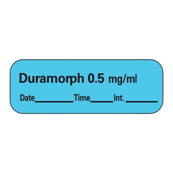 Anesthesia Label DTI Duramorph 0.5mg/mL Blue 1-1/2x1/2" 600/Rl