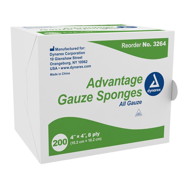 Advantage 100% Cotton Gauze Sponge 4x4" 8 Ply Non-Sterile LF