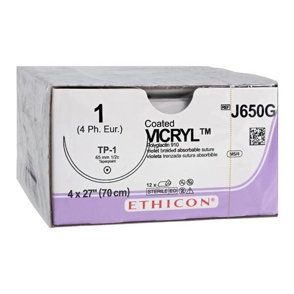 Coated Vicryl Suture 1 27" Polyglactin 910 Braid TP-1 Violet 12/Bx
