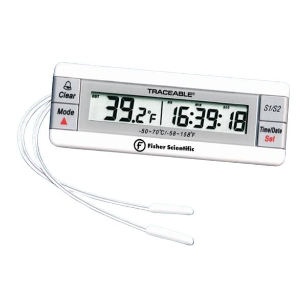 Traceable Dual Sensor Thermometer ABS Plastic -50 to 70C Ea