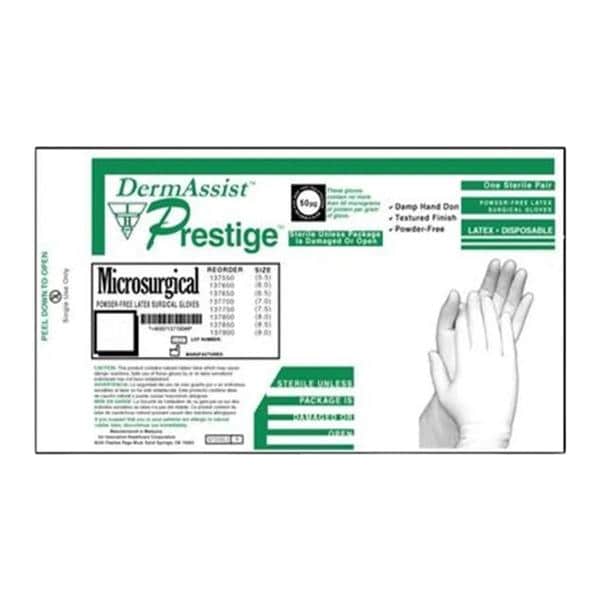 DermAssist Prestige Latex Surgical Gloves 9 Natural 100Pr/Ca