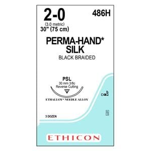 Perma-Hand Suture 2-0 1x30" Silk Braid PSL Black 36/Bx