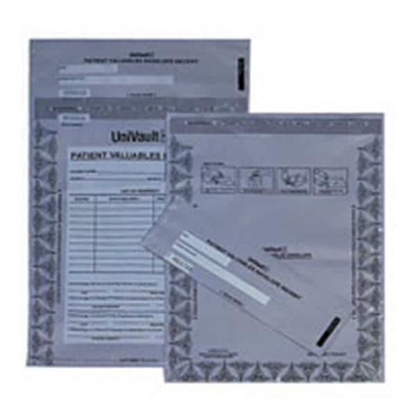 Univault PressNClose Patient Valuables Envelope Gray 9x12"