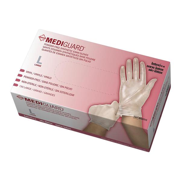 MediGuard Vinyl Exam Gloves Large Clear Non-Sterile 1500/Ca