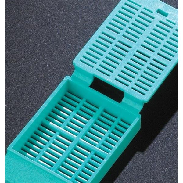 Tissue Embedding Cassette Aqua Attached Lid Rectangular 1000/Ca