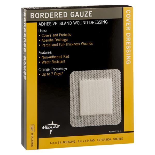 Cotton Island Dressing 6x6" Sterile Adhesive Not Made With Natural Rubber Latex, 150 EA/CA