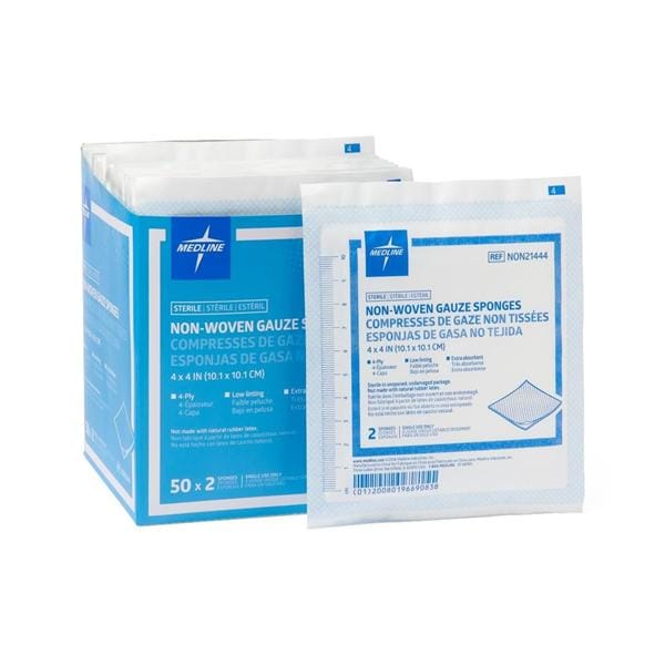 Rayon/Polyester Blend Gauze Sponge 4x4" 4 Ply Sterile Non-Woven LF