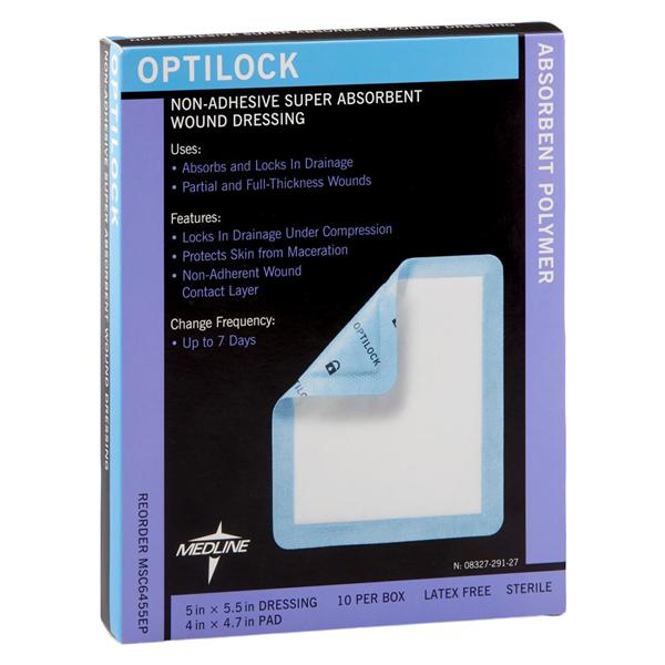 Optilock Polymer Wound Dressing 5x5-1/2" Sterile Non-Adhesive NAdh Spr Abs LF