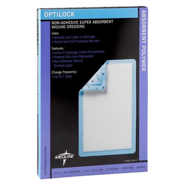 Optilock Polymer Wound Dressing 6-1/2x10" Sterile Non-Adhesive NAdh Spr Abs LF