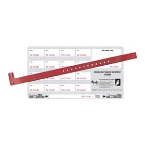 Securlink Blood Recipient System Wristband & Form Vnyl Rd Adlt/Ped 250/Pk