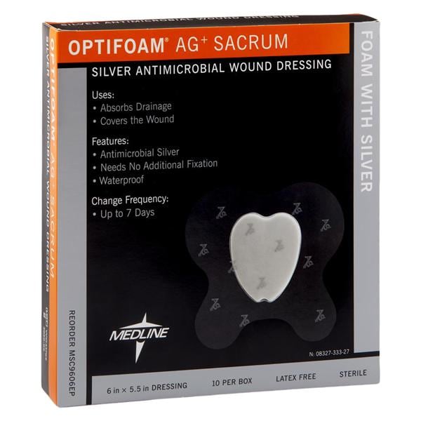 Optifoam Ag Foam Post-Op Dressing 6x5-1/2" Non-Adherent Adhesive Absorbent