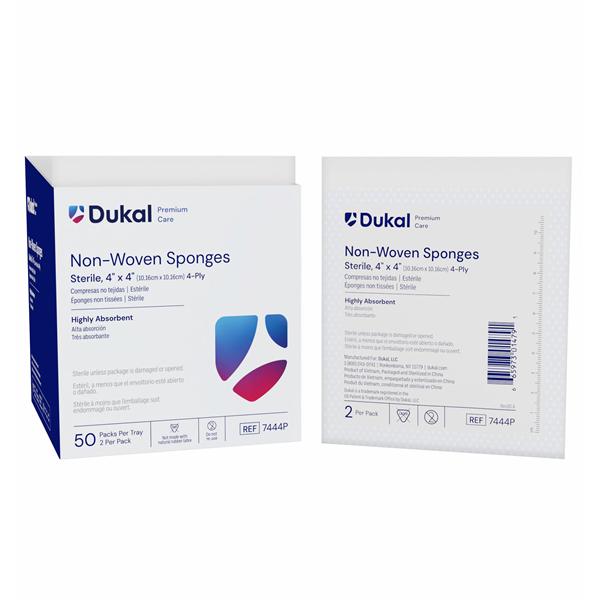 Premium Rayon/Polyester Blend Non-Woven Sponge 4x4" 4 Ply Sterile LF, 12 BX/CA
