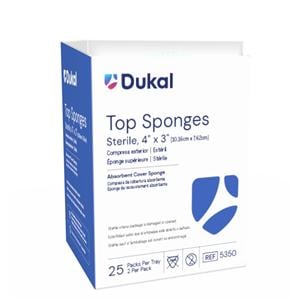 Rayon/Polyester Blend Top Sponge 3x4" Sterile Cellulose Liner/Non-Woven LF