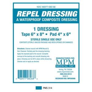 Repel Composite Composite Dressing 6x8" Sterile Non-Adherent Adhesive White Abs
