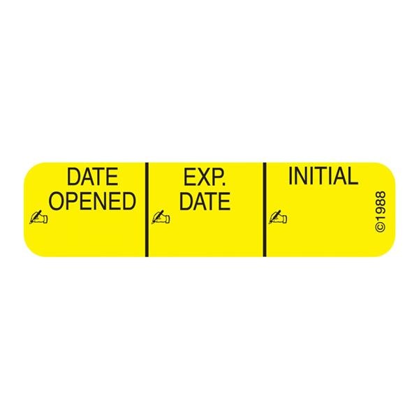 Communication Label Paper Date Opened Yellow 1-9/16x3/8" 2Rl/Bx