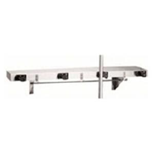 Mop/Broom Holder Shelf Stainless Steel Silver With 3 Rag Hooks/4 Mop Holders Ea