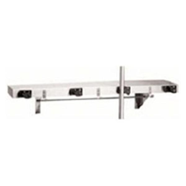 Mop/Broom Holder Shelf Stainless Steel Silver With 3 Rag Hooks/4 Mop Holders Ea