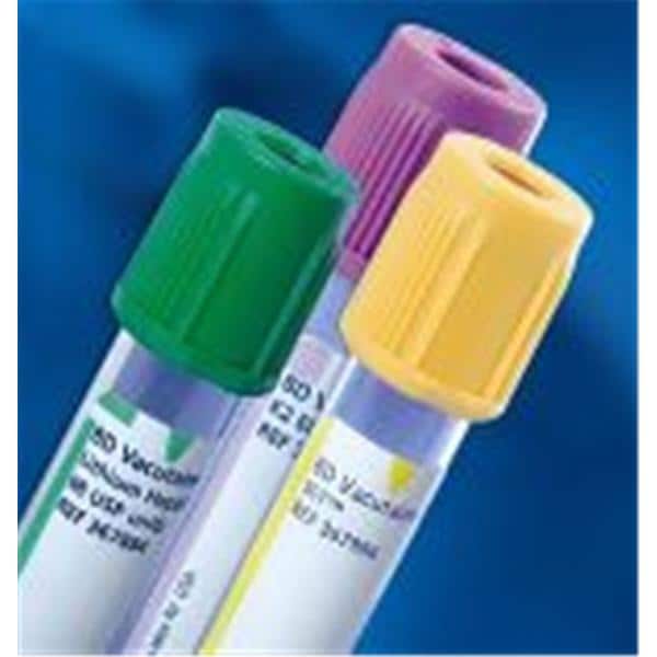 Vacutainer Venous Blood Collection Tube Green Lithium Heparin 3mL Plastic 100/Bx