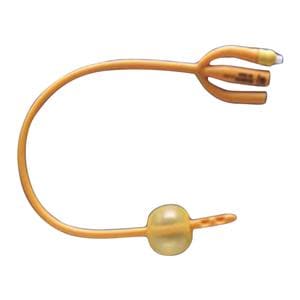 Gold 3-Way Foley Catheter Straight Tip Silicone Coated Latex 18Fr 5cc