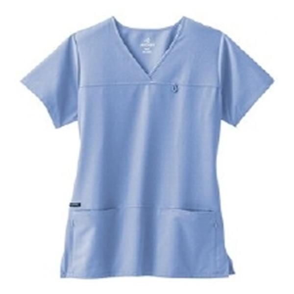 Jockey Scrub Shirt V-Neck 4 Pockets Short Sleeves Medium Ceil Blue Womens Ea