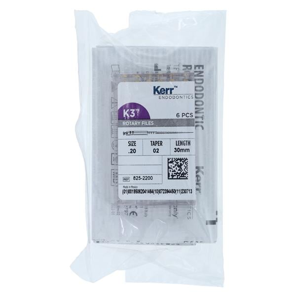 K3 Rotary File 30 mm Size 20 Nickel Titanium Yellow 0.02 6/Pk thumbnail 6