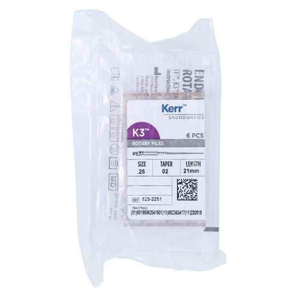 K3 Rotary File 21 mm Size 25 Nickel Titanium Red 0.02 6/Pk thumbnail 7