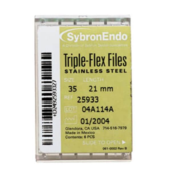 Triple-Flex Hand Flex File 30 mm Size 70 Stainless Steel Green 0.02 6/Bx