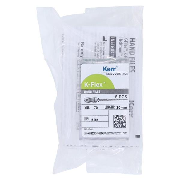 K-Flex Files Hand Flex File 30 mm Size 70 Stainless Steel Green 6/Bx