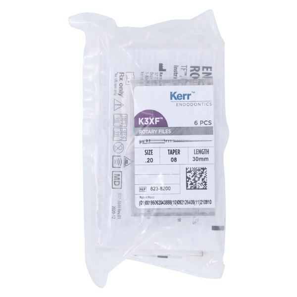K3XF Rotary File 30 mm Size 20 Nickel Titanium Yellow 0.08 6/Pk