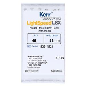 LightSpeed LSX Rotary Hand File 21 mm Size 45 Nickel Titanium White 6/Pk